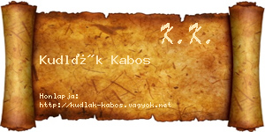 Kudlák Kabos névjegykártya